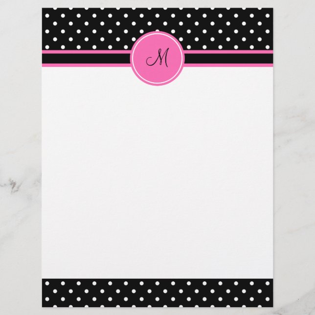 Monogram White och Black Polka Dot Mönster (Framsida)