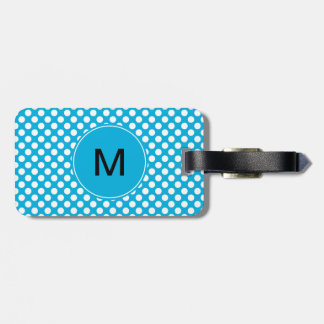 Monogram White och Blue Polka Dot Bagagebricka