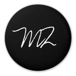 Monogram White på Black Knopp