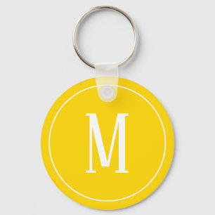 Monogram White på Golden Gult Keychain Nyckelring