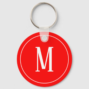 Monogram White på Red Keychain Nyckelring