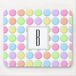 Monogram White Pastel Rainbow Polka Dot Mönster Musmatta