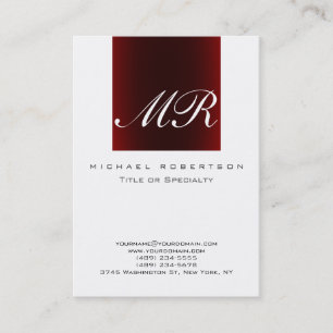 Monogram White Red Rand Knubbig Affärskort Visitkort