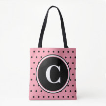 Monogram White Rosa Black Polka dots