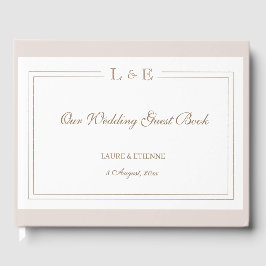 Monogram White Rosa Guld Elegant bröllop Gästböcker