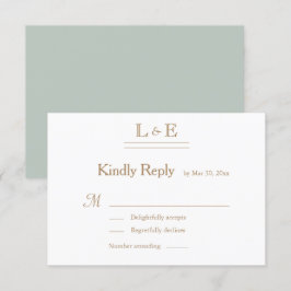 Monogram White Sage Guld Ampersand Bröllop OSA Inbjudningar