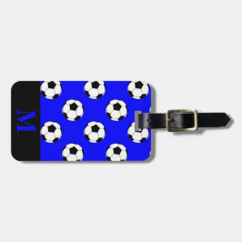 Monogram White Soccball Bollar på Blue Bagagebricka