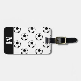 Monogram White Soccer Football Bollar, vit Bagagebricka