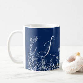 Monogram White WildblommDoodles Coffee Mugg