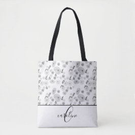 Monogram Wildblomdoodles Tote Bag Tygkasse