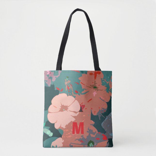 Monogram WildblommBlommigt Bridesmaid Bröllop Tygkasse (Framsida)