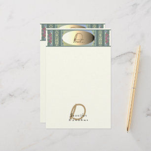 Monogram Wildbloms metallliknande etikett Brevpapper