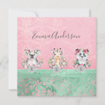Monogram Wildlife Girls Boho Jungle Animals Söt