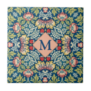 Monogram William Morris Geometric Mönster Kakelplatta