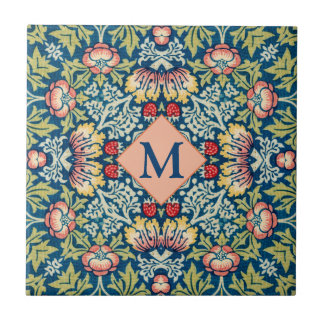 Monogram William Morris Geometric Mönster Kakelplatta