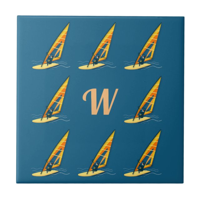 Monogram Windsurfing Ceramic Tile Kakelplatta (Framsidan)