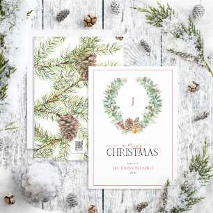 Monogram Winter Cone Berry Wandan God jul Julkort