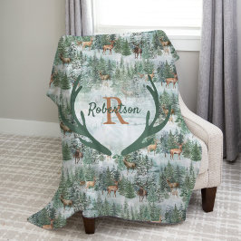 Monogram Winter Woodland Hjort Fleecefilt