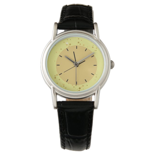 Monogram Women Leather Guld Star Armbandsur (Framsida)