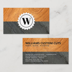 Monogram Wood and Slate Bord Saw Visitkort