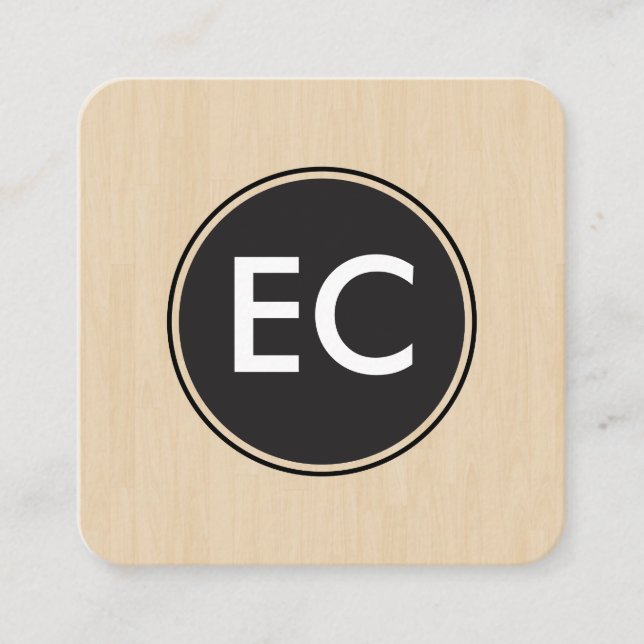 Monogram Wood Fyrkantigt Visitkort (Framsida)