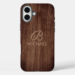 Monogram Wood Grain Timber Personlig Namn