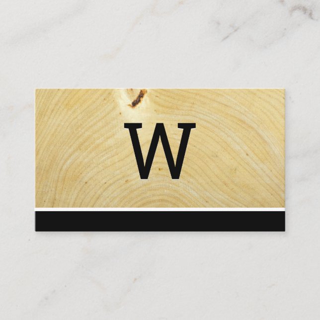 Monogram Wood Grain Visitkort (Framsida)