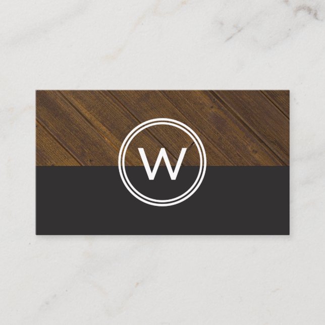 Monogram Wood Two Tone-Affärskort Visitkort (Framsida)
