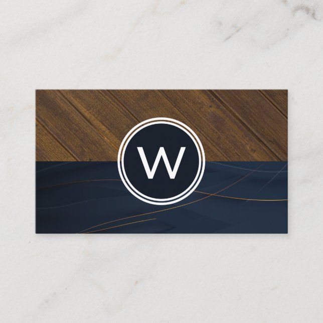 Monogram Wood Two Tone-Affärskort Visitkort (Framsida)