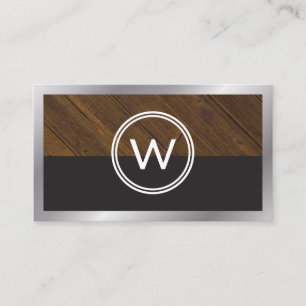 Monogram Wood Two Tone METALL GRÄNS Visitkort
