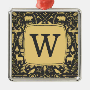 Monogram Woodland Helgdag Ornament