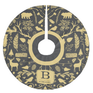 Monogram Woodland Helgdag Träd Skirt Julgransmatta Borstad Polyester