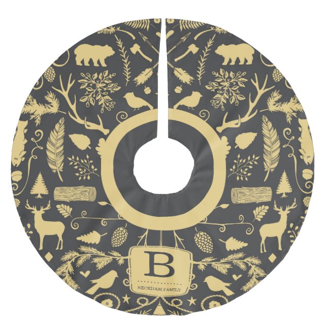 Monogram Woodland Helgdag Träd Skirt Julgransmatta Borstad Polyester (Framsidan)