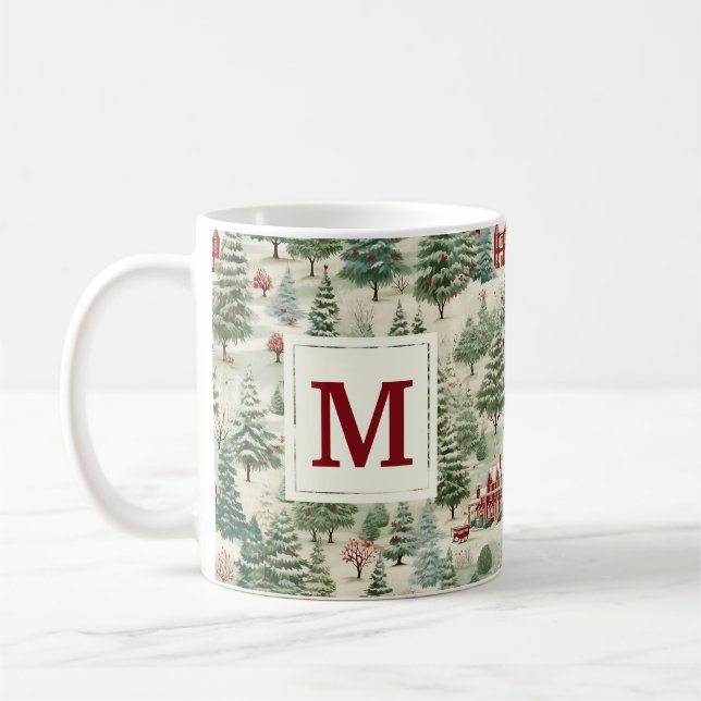 Monogram Woodland Rustic Land-julklapp Kaffemugg (Vänster)