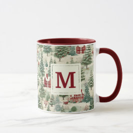 Monogram Woodland Rustic Land-julklapp Mugg