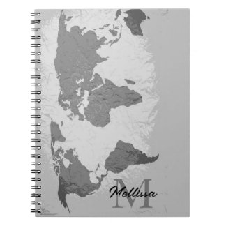  Monogram World Map Traveler Name Gift Favor Anteckningsbok