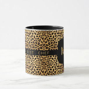 Monogram World's Best Chef Cheetah Print Mugg