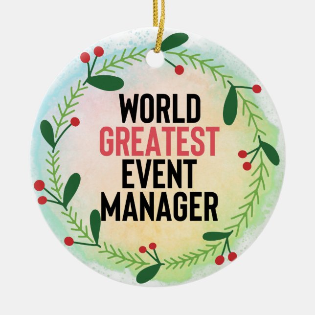 Monogram World's Best Event Manager Julgransprydnad Keramik (Framsidan)