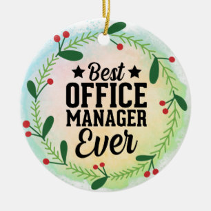 Monogram World's Best Office Manager Julgransprydnad Keramik