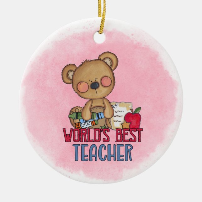 Monogram World's Best Teacher Ceramic Ornament (Framsidan)