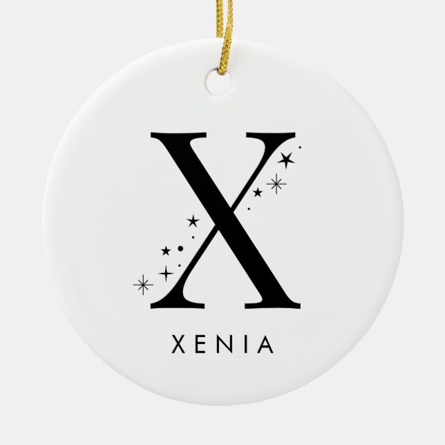 Monogram X Celestial Namn Julgransprydnad Keramik (Framsidan)