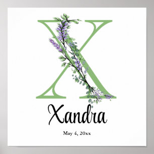 Monogram X Lavendel Eukalyptus Affisch barnkammar