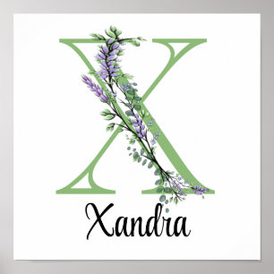 Monogram X Lavendel Eukalyptus Affisch barnkammare