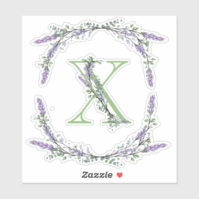 Monogram X Lavender Eucalyptus Klistermärken (Ark)
