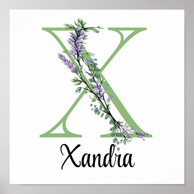 Monogram X Lavender Eucalyptus Poster plantskoleve (Framsidan)