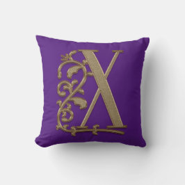 Monogram X Royal Lila Bröllop Birthday Gift Idea Kudde