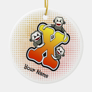 Monogram X Sock monkey Julgransprydnad Keramik