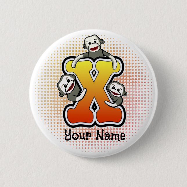 Monogram X Sock monkey Knapp (Framsida)