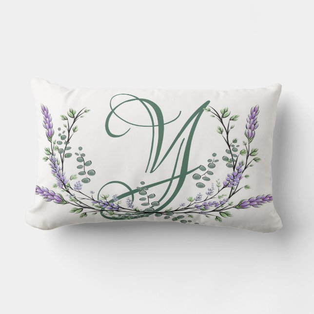 Monogram Y Lavender Eucalyptus Lumbarkudde (Framsida)