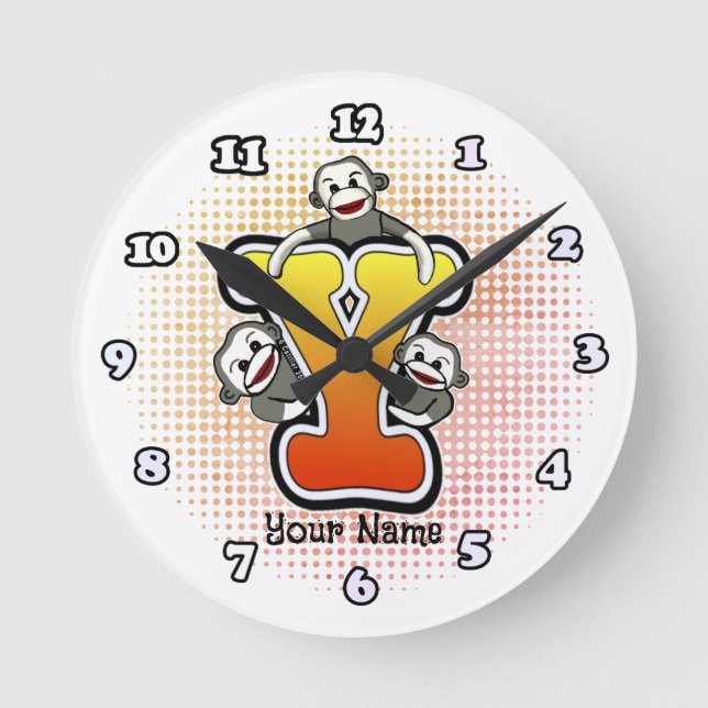 Monogram Y Sock monkey klocka (Framsida)